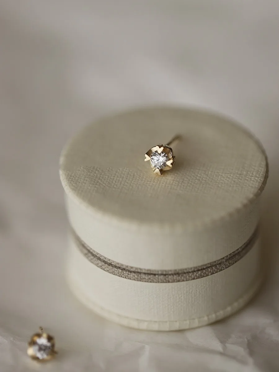 Серьги-гвоздики из стерлингового серебра 925 пробы 4 К золото сердце любви