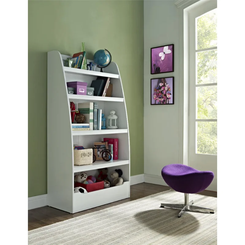 

Ameriwood Home Mia Kids' 4-Shelf Bookcase, White kids bookshelf kids book rack storage