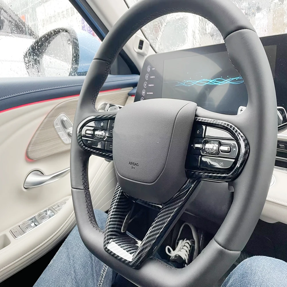 Фото Для Chery Omoda 5 FX C5 2023 2024 2025 ABS углеродное волокно, дерево, руль автомобиля, декоративная крышка, кнопка направления, наклейка, авто №2