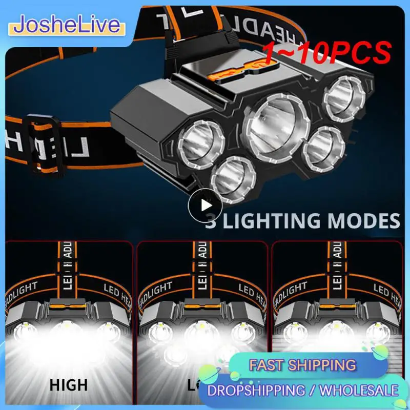

1~10PCS Led Strong Headlight Super Bright Head-Mounted Flashlight Usb Rechargeable Built-in Battery Outdoor Rechargeable Night
