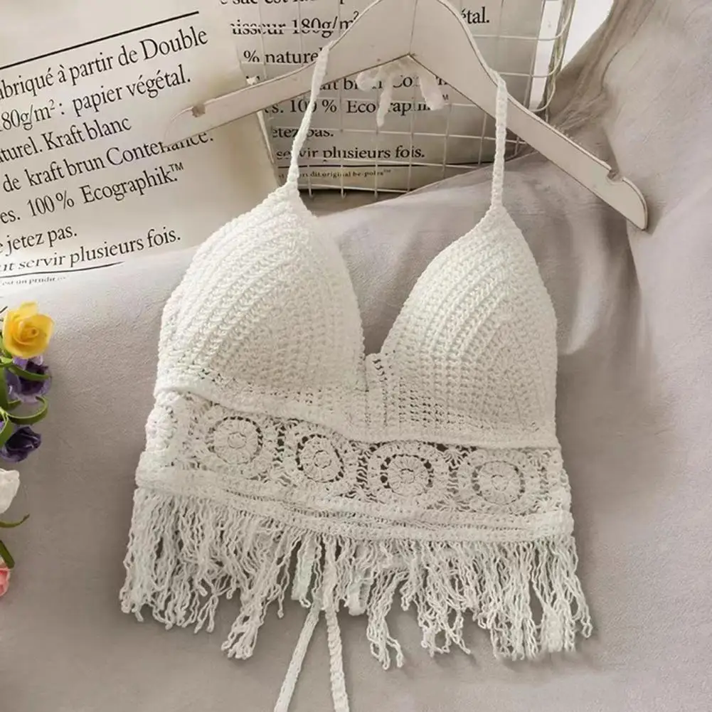 

Sweet Lady Crop Top Solid Color Ladies Camisole Spaghetti Straps Embroidery Ladies Camisole Daily Wear