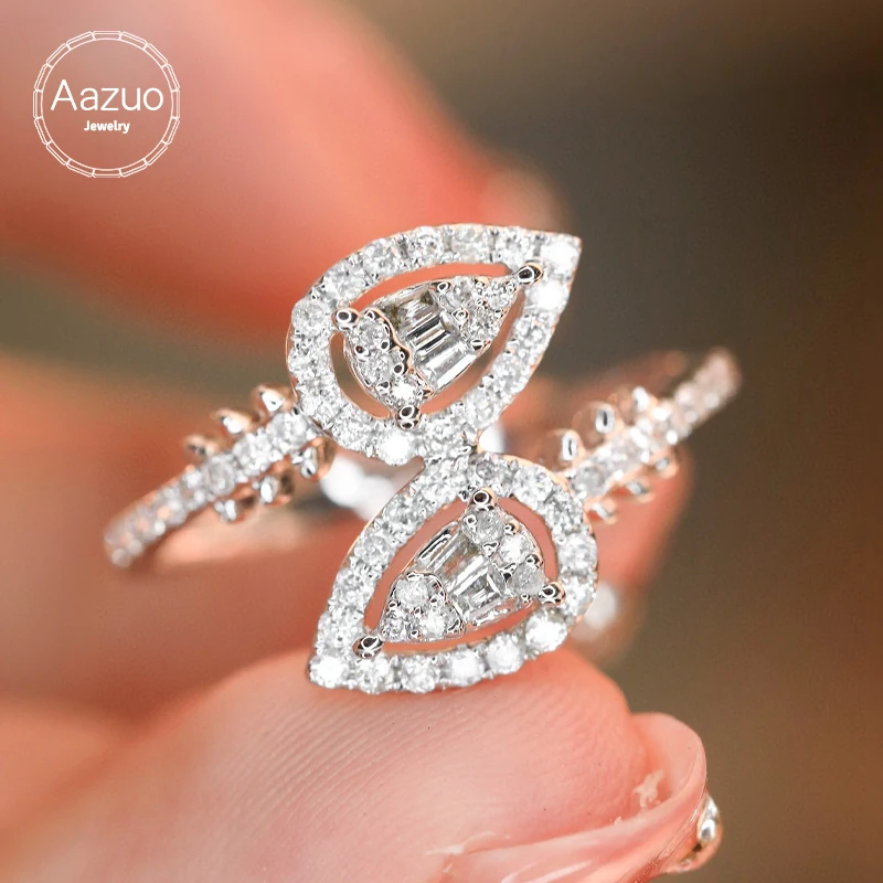 Aazuo Лидер продаж белое золото 18 карат настоящие натуральные бриллианты 0 45 карата
