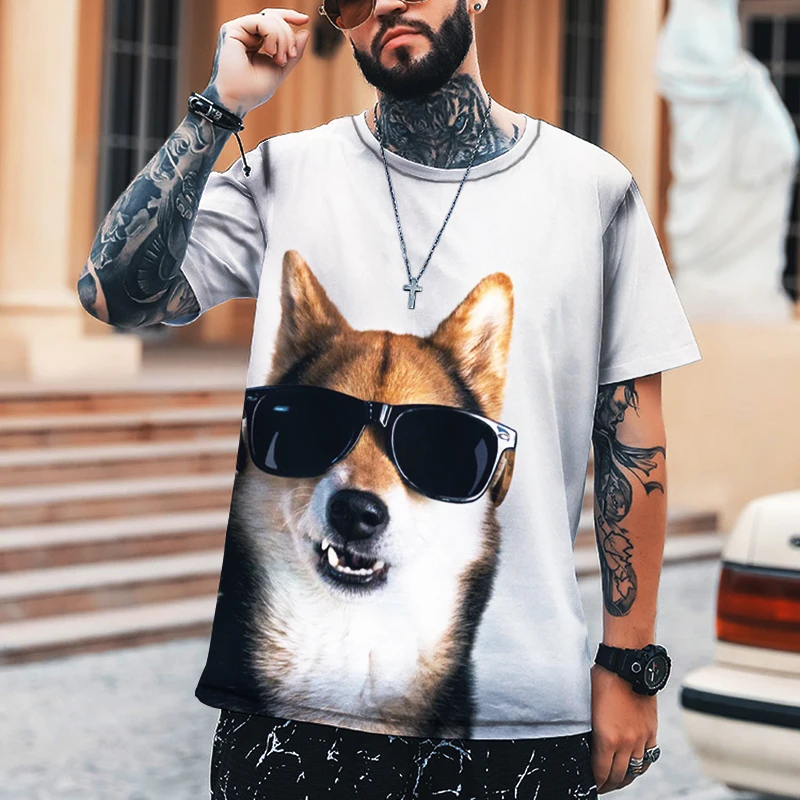 

Men's Animal Print Dog Deer Lion Wolf Orangutan 3D Print 100% Leica Polyester T-shirt Good Fabric Oversized 2022 Brand T-shirt