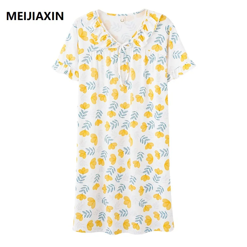 

Новая летняя женская ночная рубашка из модала с цветочным рисунком, элегантная мягкая женская одежда для сна для отдыха