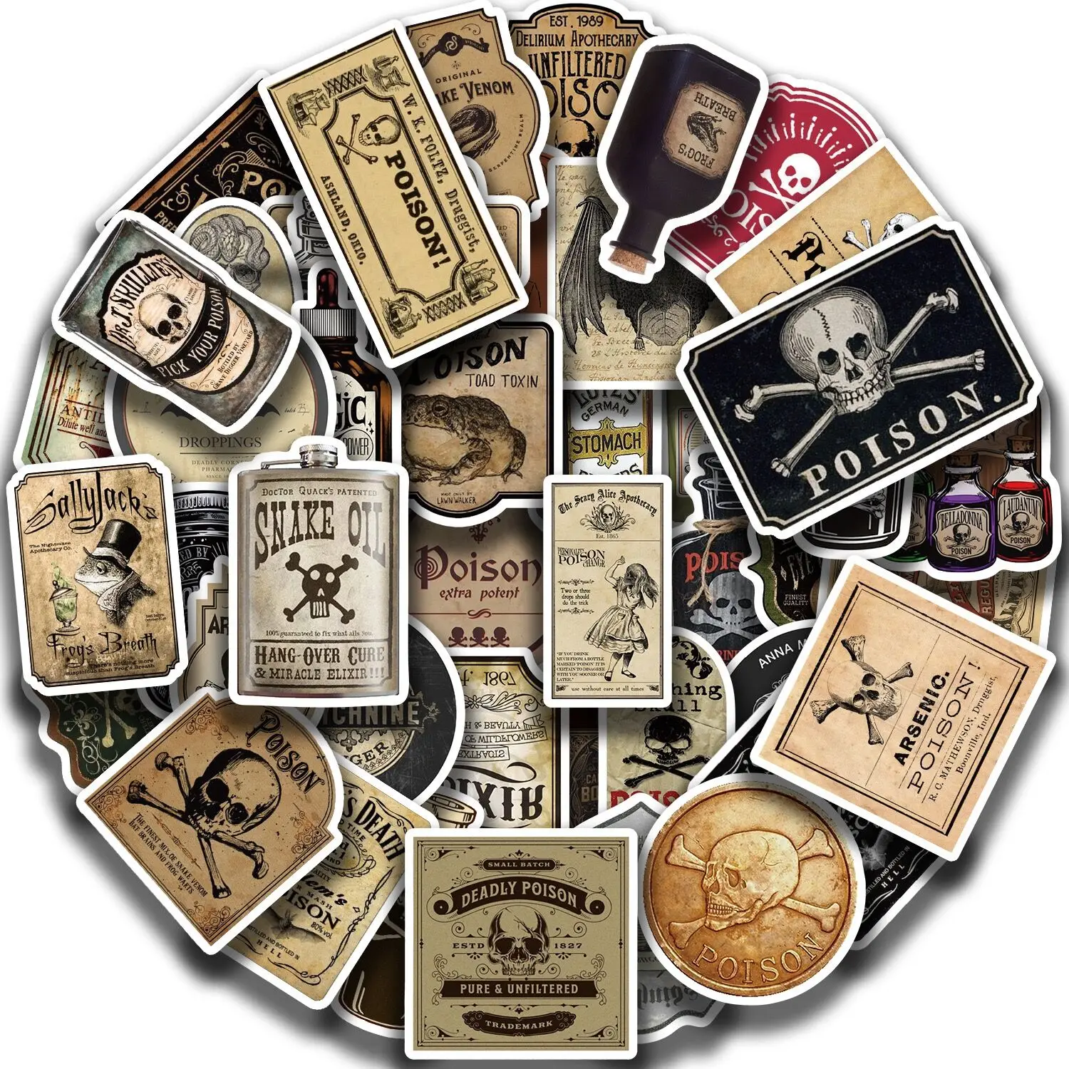 10/50 шт. винтажные наклейки на бутылки волшебное зелье ужас Хэллоуин декоративные