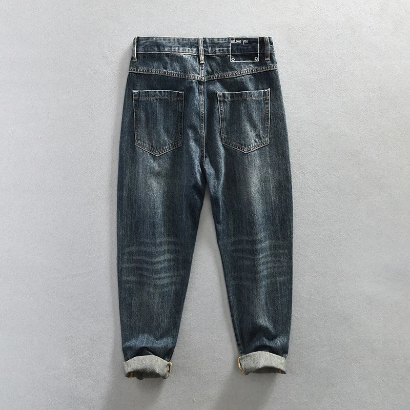 2023 Spring Summer New Casual Jeans for Men Clothing Washed Soft Cotton Streetwear Loose Oversize Men Trousers  A1008