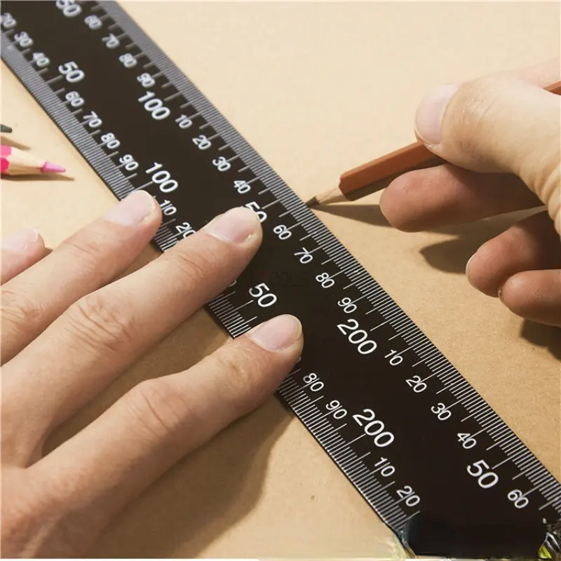 

20-30CM Stainless Steel Square Ruler Woodworking Black Double-sided Scale Ruler Right Angle 90 Carpenter Measuring Tool Gauge