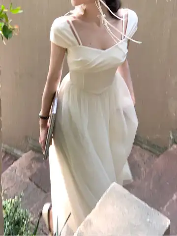 French Elegant Dress Office Lady 2023 Summer Short Sleeve Fairy Midi Dress Casual Fashion Evening Party Dress Woman