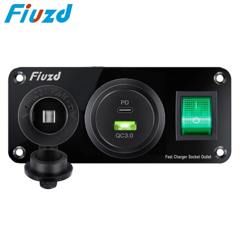 

Автомобильное зарядное устройство USB 12 В/24 В с переключателем PD и зарядным устройством QC3.0 для автомобиля, лодки, мотоцикла