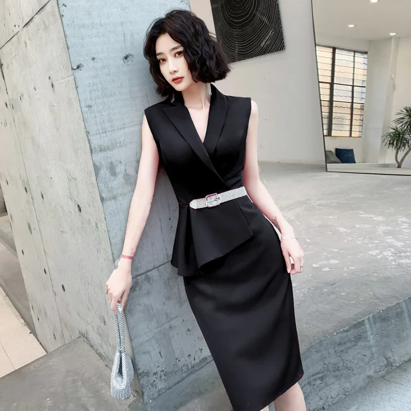 2021 Spring Summer Office Dresses For Ladies Pencil Dress Suit Black Women Elegant Formal Business Casual Work Oversize XS-XXL