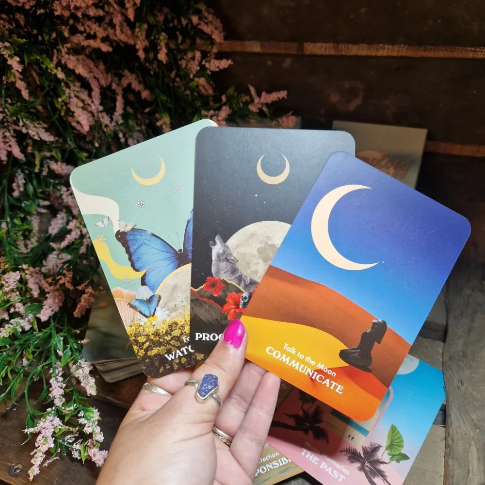 Moonology Messages Oracle: колода с 48 картами в сообщение о Луне через красивых лунных