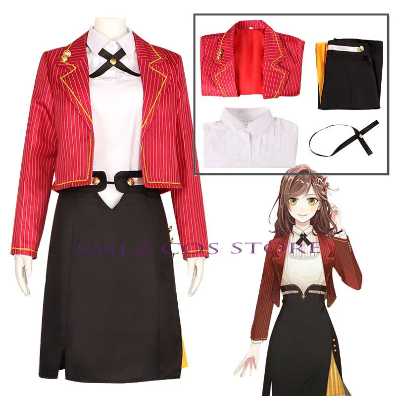 

Tears Of Themis Heroine Rose Cosplay Anime Lawyeress Costume Red Dress Uniform Halloween Party Suit for Woman