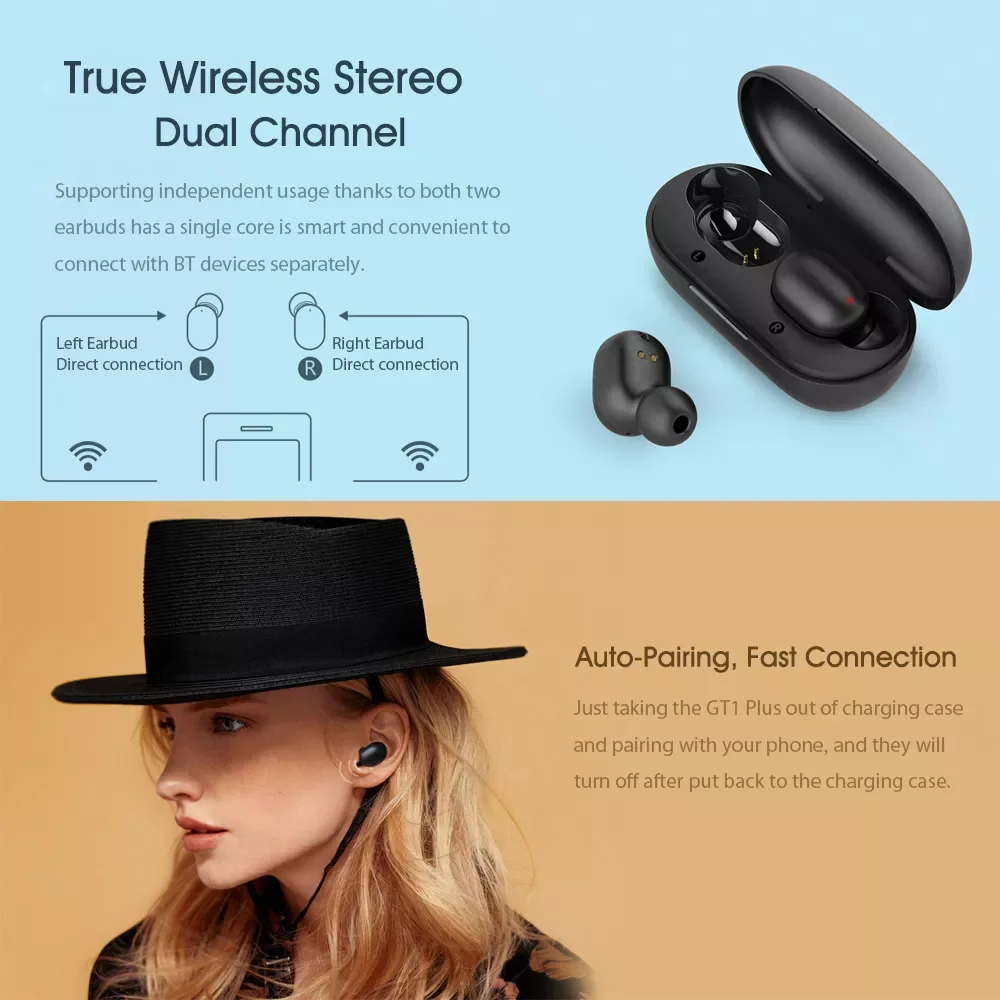 Наушники Haylou GT1 Plus BT5.0 Беспроводная стереогарнитура Qualcomm QCC3020 DSP Aptx AAC Siri Google Assistant