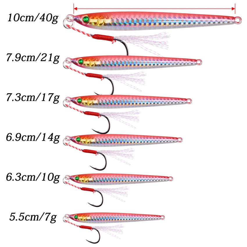 5Pcs Slow Long Metal Jig Fishing Lure 7-10-21-28-40g Cast Jigging Spoon Artificial Shore Pike Fish Bait Sea Bass Pesca | Спорт и