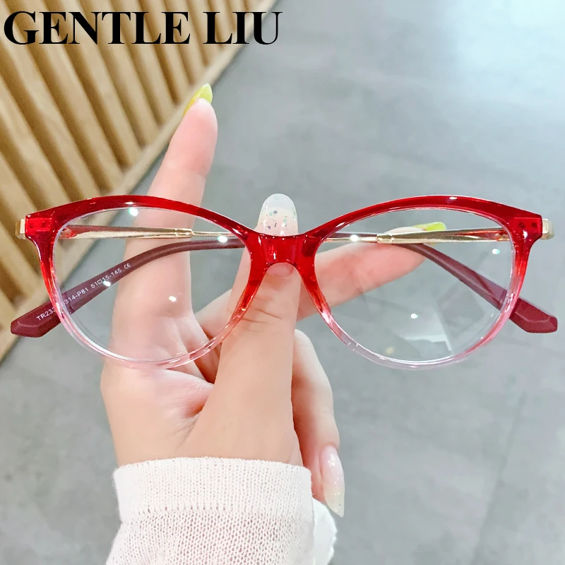 

Retro Anti Blue Light Glasses Cat Eye Eyeglasses Frames for Women Luxury Brand Computer Eyewear Cateye Titanium Optical Frame