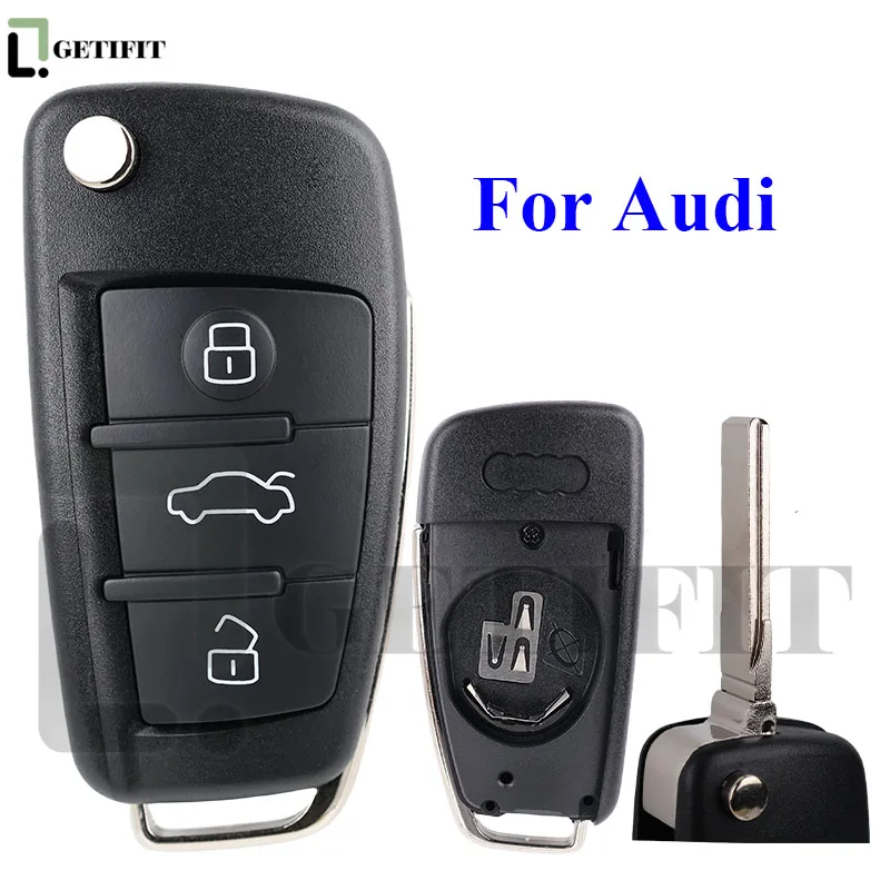 

Корпус ключа для Audi A3 A4 A6 Q7 TT HU66 Uncut Blade, 3 кнопки, складной чехол для автомобильного ключа, сменный чехол для смарт-пульта дистанционного управления, откидной чехол для ключа