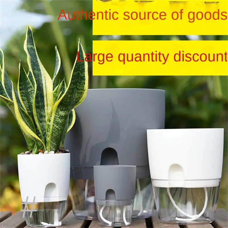 

Double Layer Small Plant Pot With Injection Port Self Watering Indoor Golden Transparent Cotton Rope Azy Self-watering Flowerpot
