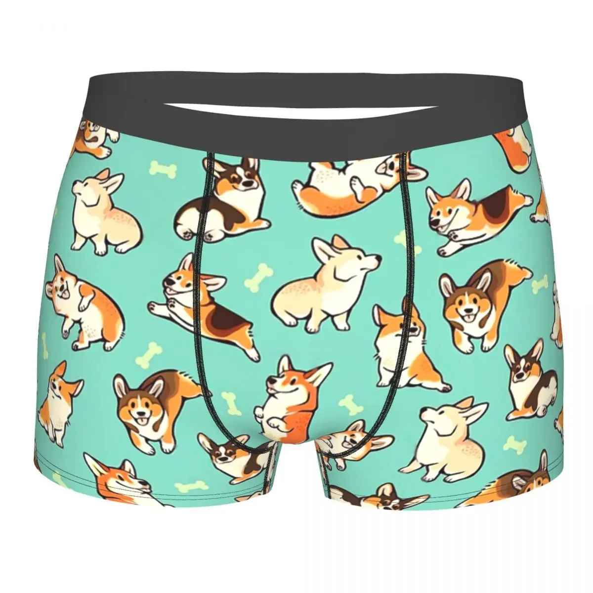 Зеленые трусы Jolly Corgis дышащие мужское нижнее белье шорты с принтом боксеры
