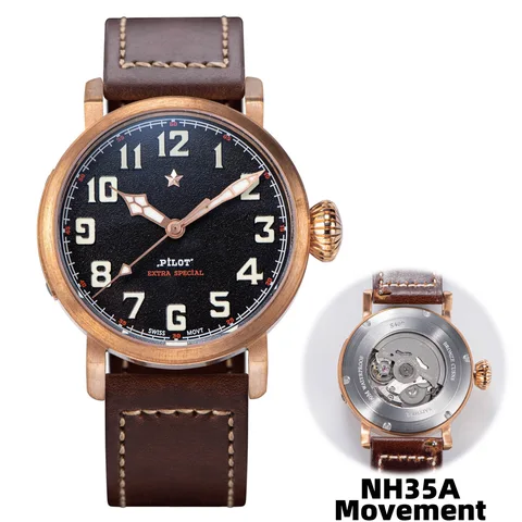Часы-автомат Sugess Pilot Master ST2130, оригинальные наручные часы с Оловянным бронзовым сапфировым кристаллом, со скелетом BGW9
