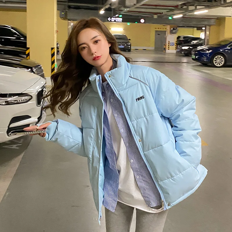 2023 Winter New Style Short Stand-up Collar Cotton-padded Jacket Ladies Fashion Loose Students Warm Down Cotton-padded Jacket