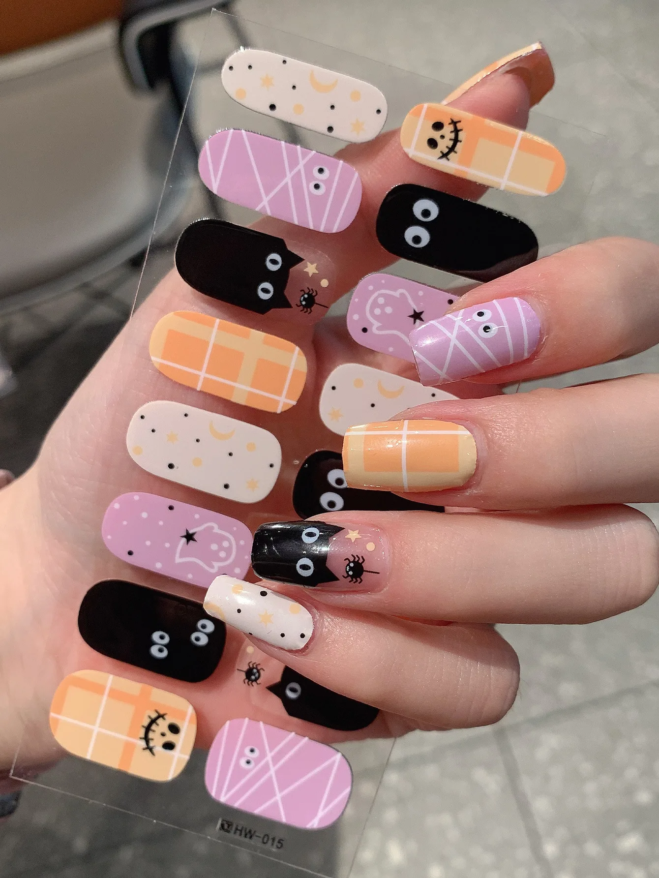 Наклейки для ногтей на Хэллоуин 16 насадок