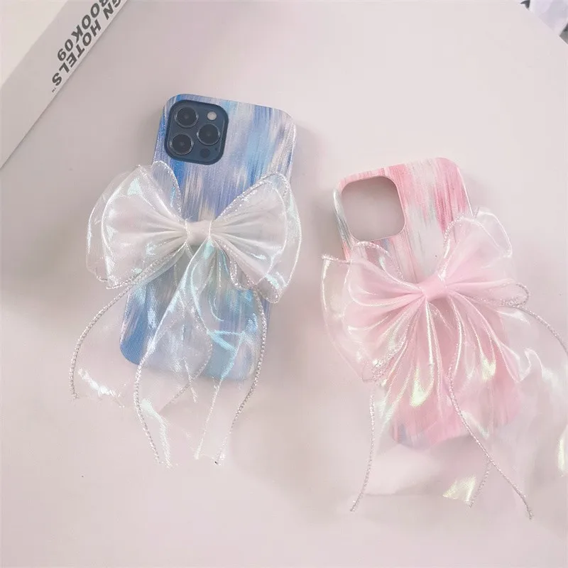 

Fashion Rendering Watercolor Lace Bow Weave Female Soft Phone Case For Iphone 13 12 11 Pro X Xs Max Xr 7 8 Plus Se 2 Cover Capa