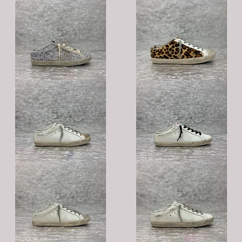 

2022 Four Seasons New Leather Leopard Print Sequin Retro Small Dirty Shoes Parent-Child Sports Casual Shoes Slippers Series ZX04