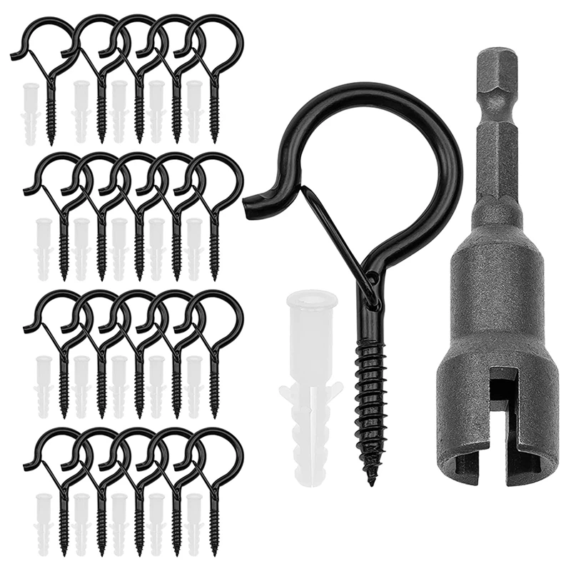 30 Pack Outdoor String Light Screw Hooks,Weatherproof Christmas Light Hooks For Festival Decoration Hanging