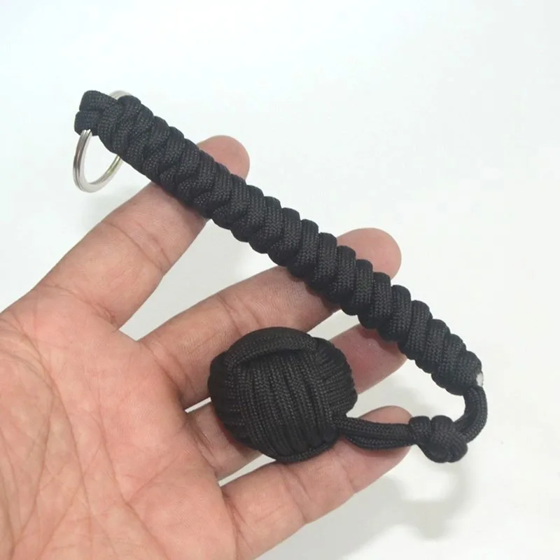 

Outdoor Security Protection Black Monkey Fist Steel Ball For Girl Bearing Self Defense Lanyard Survival Key Chain Broken Windows