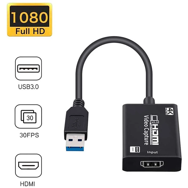 

Карта видеозахвата HDMI-USB 3,0 Full HD 1080P 4K Hdmi, карта захвата и записи в реальном времени