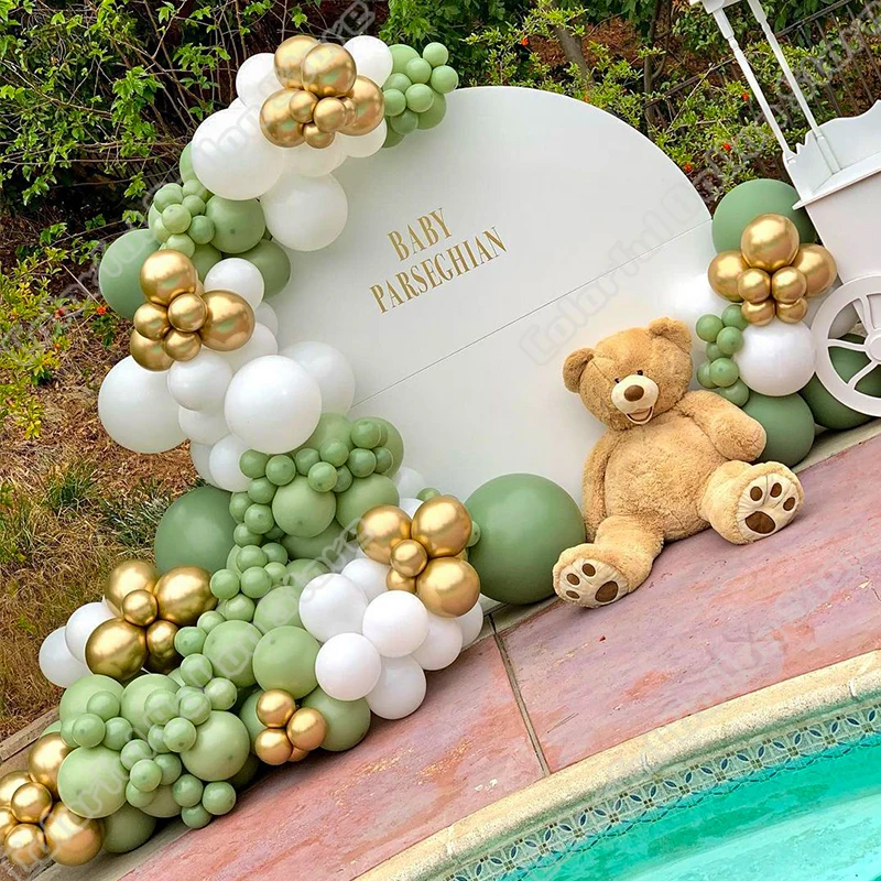 

167pcs Avocado White Gold Happy Birthday Latex Balloon Party Wedding Backdrop Events Arch Baby Shower Decor Kits Party Supplies