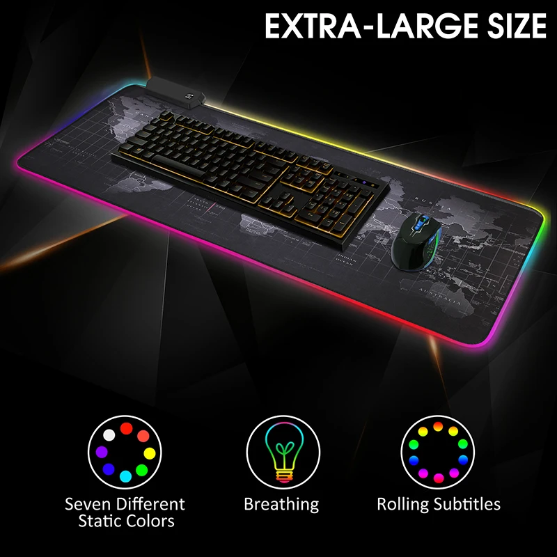 RGB коврик для мыши игровые коврики Xxl Настольный настольная клавиатура большой с