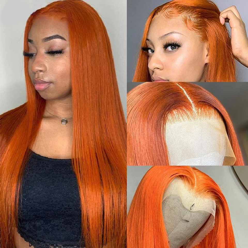

Orange Straight Lace Front Wigs Long Synthetic Lace Front Wig Orange Wigs For Women With Natural Hairline Heat Resistant Cosplay