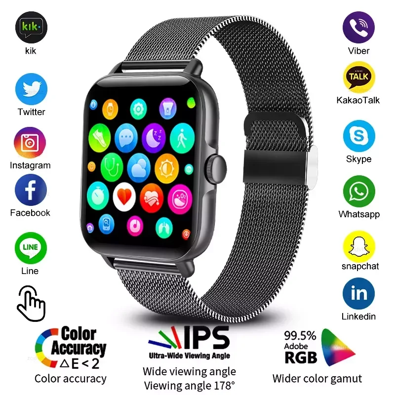 

Free Shipping 2022 Color Screen Men Smart Watch Full Touch Bluetooth Call Fitness Tracker Blood Pressure Smart Clock Ladies