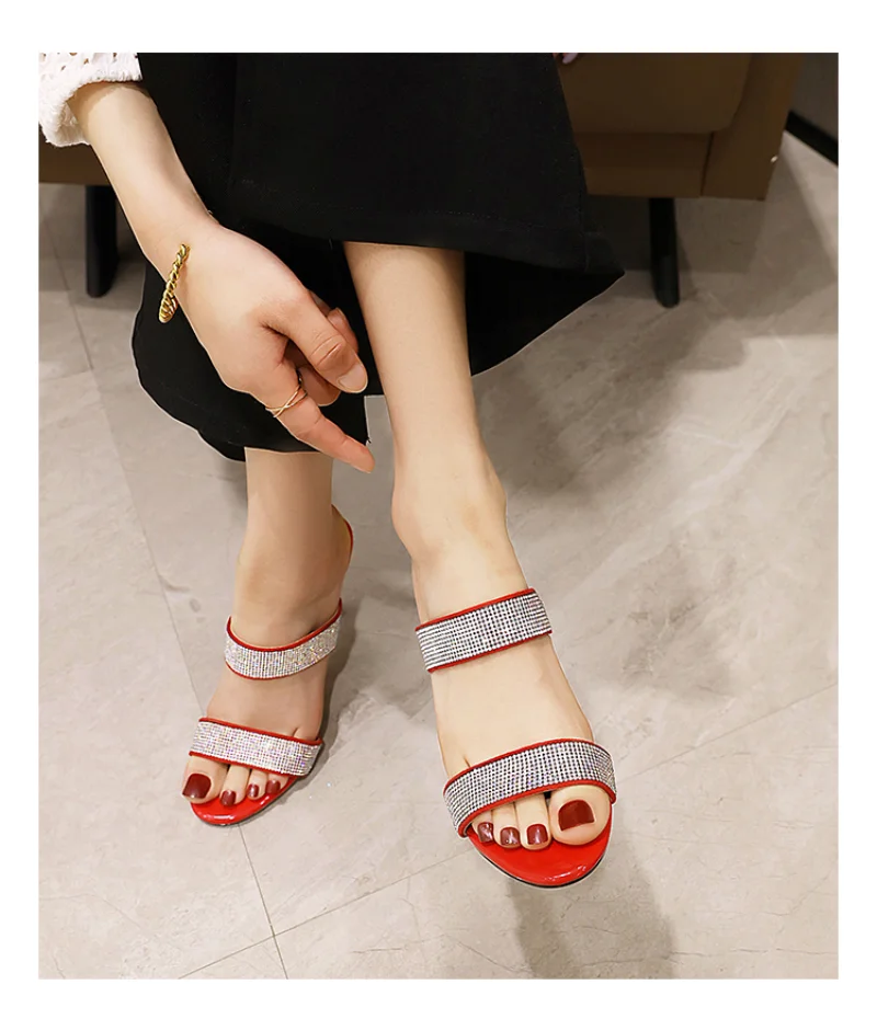 Летние модные женские сандалии с открытым носком на высоком каблуке
