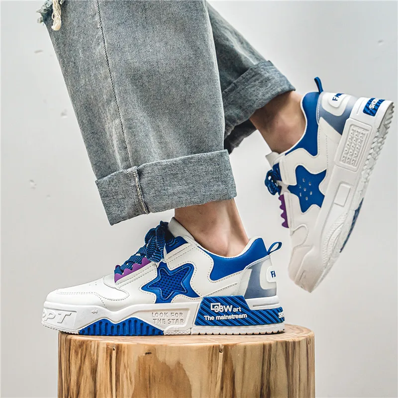 Fashion Yellow Star Chunky Mens Skateboard Sneakers Non-slip Breathable Men Casual Sports Shoes Comfortable Man Trendy Sneakers