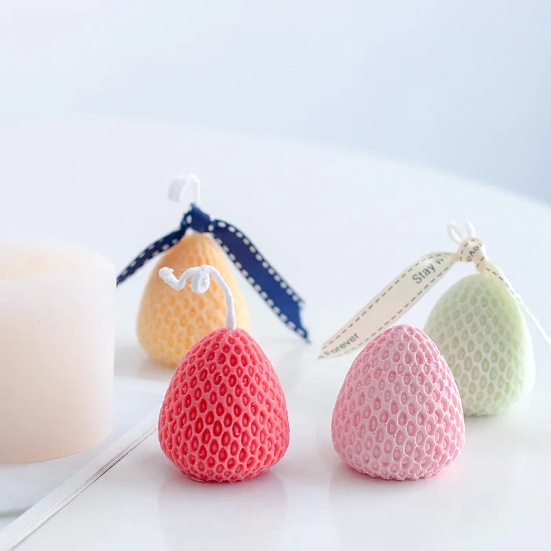 

Single hole Strawberry Aromatherapy candle diy making silicone mold fruit large strawberry candle handmade soap mold