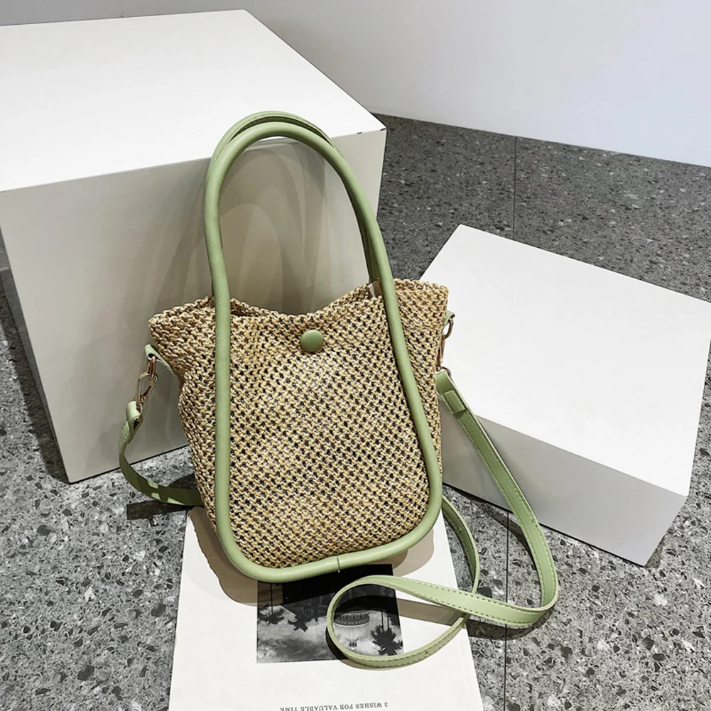 

Women Hollow Straw Handbag Bohemia Handmade Woven Beach Holiday Ladies Leather Portable Crossbody Shoulder Bags