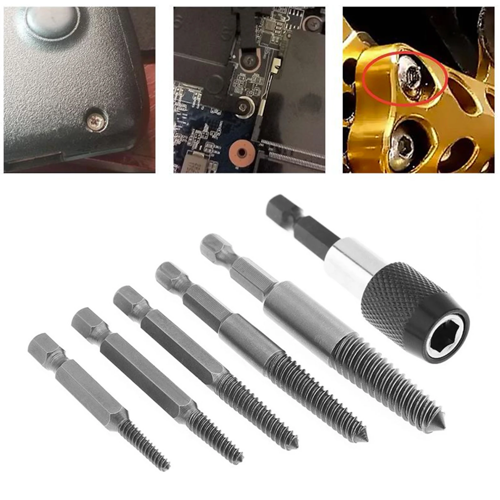 

HSS Screw Remover Drill Bits 6pcs/set Bolt Remover Screw Extractor With Hex Shank And Spanner For Broken / Damaged Bolt Stud