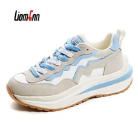 chunky sneakers women 2022 new cow suede flat platform white dad shoes woman tennis casual sport shoes ladies trainers brand