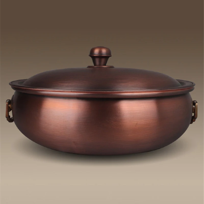 

Copper hot pot Induction cooker gas copper soup pot Thickened retro pot Pure copper manual pot copper pot kitchen cookware pots