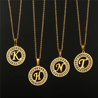 new luxury stainless steel zircon a z alphabet pendant chain necklace punk hip hop style fashion woman man initial name jewelry