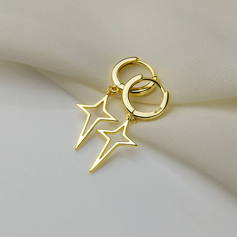 

New Street Cross 10K Gold Jewelry Earring Women Fine Aros Mujer Oreja Orecchini Bizuteria 10K Yellow Gold Drop Earrings Girls