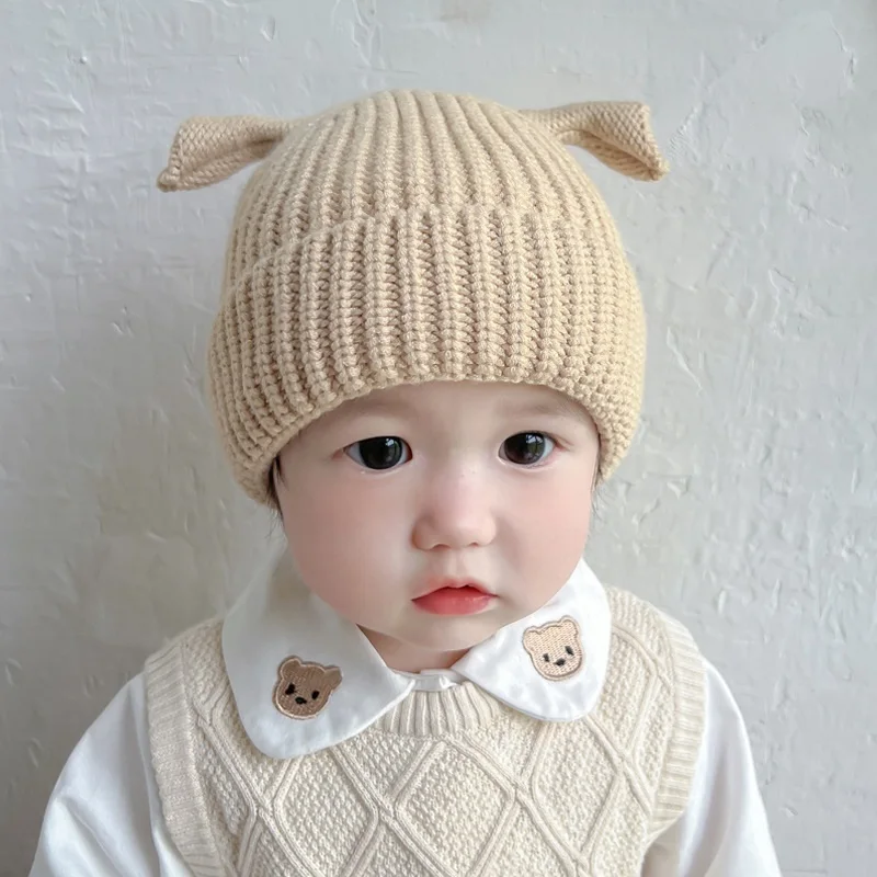 

Winter Baby Hat Cute Knitted Christmas Baby Hats Baby Accessories Solid Color Bonnet Fille Kids Gorras Hat For Kids Boys Girls