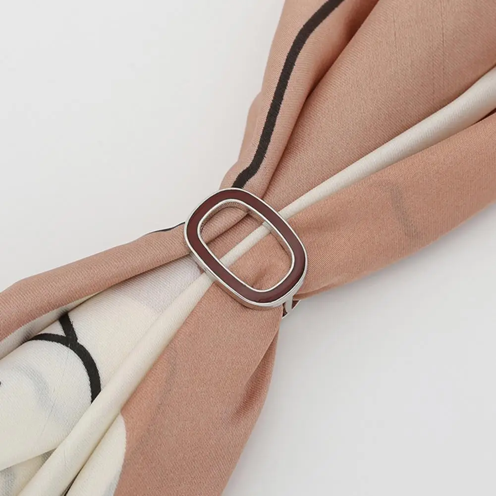 

Scarf Buckle Double Layers Clothing Matching Oblong Shape Luxury Fix Shawl Anti-crack Smooth Edge Dating Scarf Ring Scarf