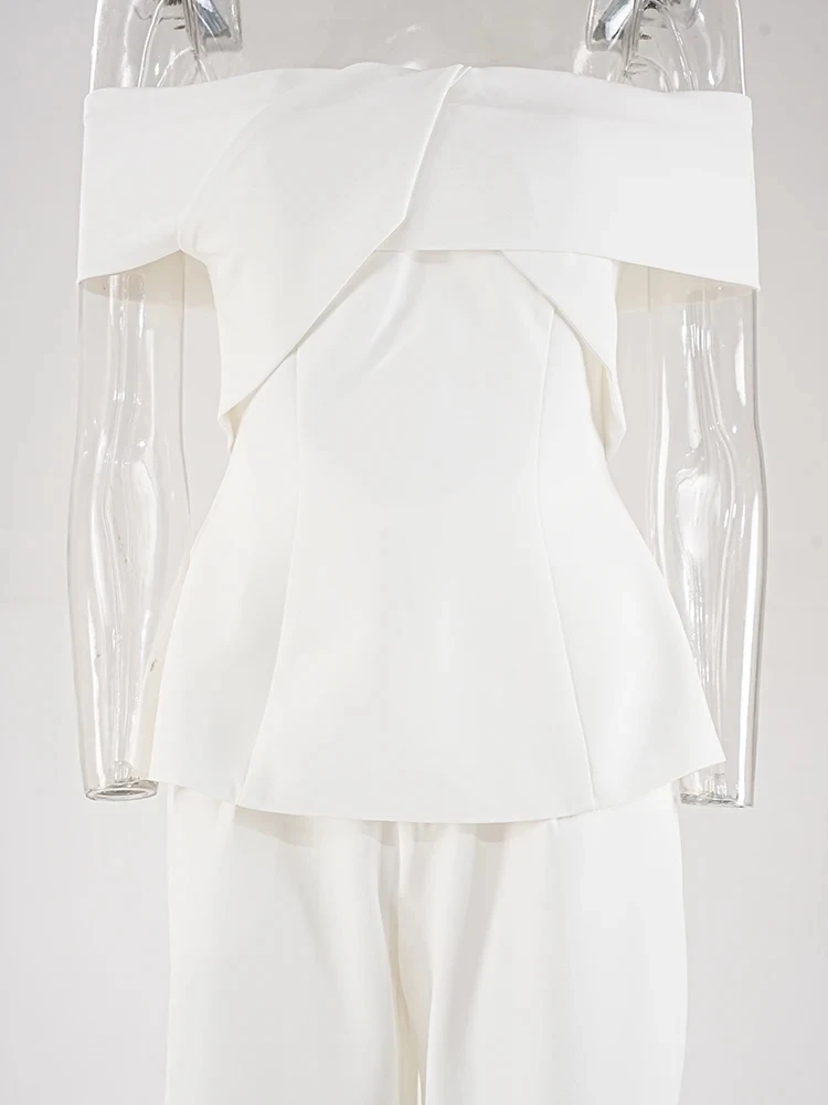 Женский комплект из 2 предметов DEAT однотонный лоскутный топ с вырезом лодочкой и