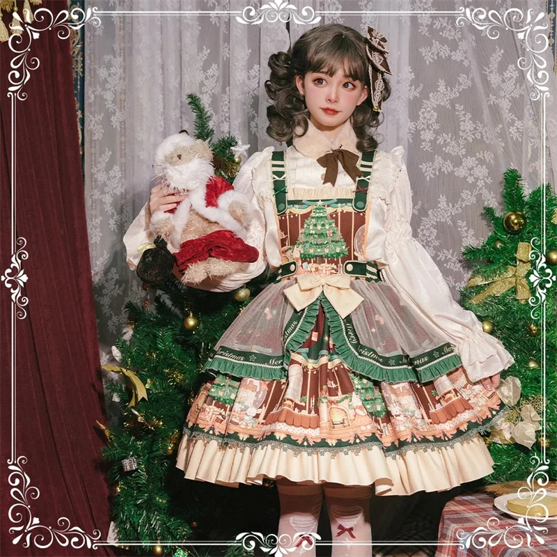 Купи HAYA Lolita Dress Christmas JSk Strap Skirt and Collar Japanese Sweet and Kawaii Autumn and Winter Dress Cosplay Maid Dress за 8,664 рублей в магазине AliExpress