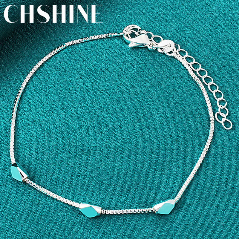 

CHSHINE 925 Sterling Silver Rhombus Beads Chain Bracelet For Women Fashion Wedding Engagement Charm Jewelry