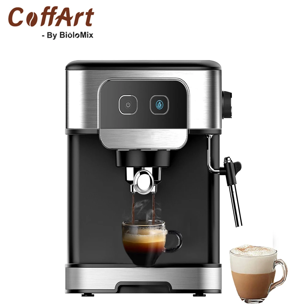 

Coffart By BioloMix 1200W Coffee Machine Cafetera 20 Bar Espresso inox Semi Automatic Expresso Cappuccino Hot Water Steam