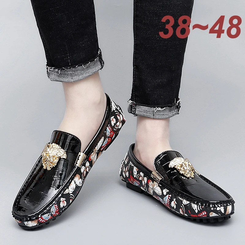 UYOYU Роскошные 38 ~ 48 Мужские Кожаные слипоны, черные туфли, лоферы, мужские мокасины, итальянские дизайнерские повседневные туфли с горохом